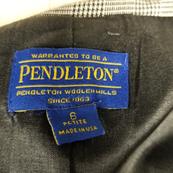 Pendleton Microplaid Schoolboy Academia Wool Career Office Grey Blazer Size 6P - Picture 5 of 5